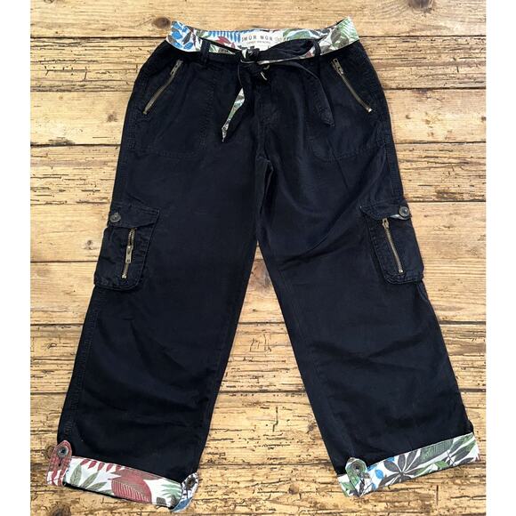 MUR MUR Women’s Size M Black Cargo Pants W/Zipper Pockets - Picture 1 of 8